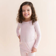 Long Sleeve Pajamas in Small Sakura Stripe
