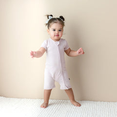 Zippered Shortall Romper in Blush