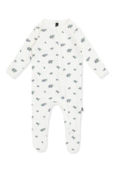 Pointelle Zippered Footie in Spray Rose