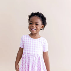 Twirl Dress in Gingham Thistle