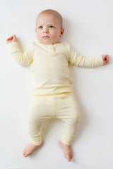 Ribbed Infant Henley Set in Chamomile
