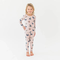 Long Sleeve Pajamas in Blush Butterfly