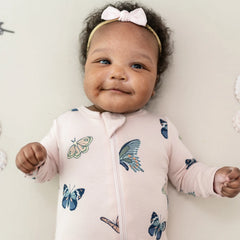 Zippered Romper in Blush Butterfly
