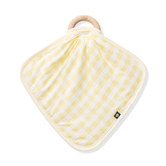 Lovey in Gingham Chamomile with Removable Wooden Teething Ring