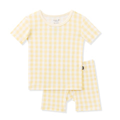 Short Sleeve Pajamas in Gingham Chamomile