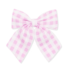 Large Alligator Clip Bow in Gingham Thistle