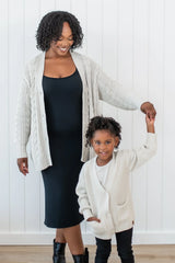 Cable Knit Adult Cardigan in Oat