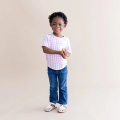 Toddler Crew Neck Tee in Gingham Thistle
