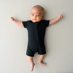 Zippered Shortall Romper in Midnight