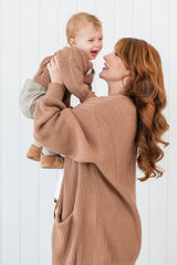 Chunky Knit Women's Oversized Cardigan in Latte