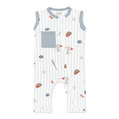 Zippered Sleeveless Romper in Home Run
