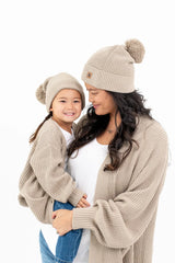 Chunky Knit Women's Oversized Cardigan in Almond