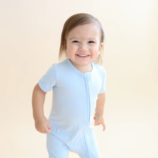 Zipper Shortall Romper in Breeze