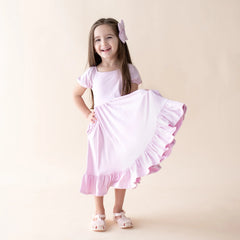 Puff Sleeve Twirl Dress in Thistle
