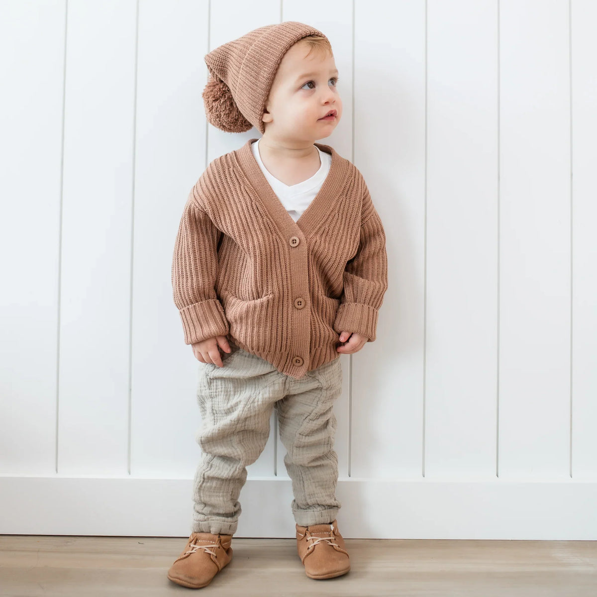 Chunky Knit Oversized Cardigan in Latte