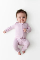 Ribbed Zipper Romper in Thistle