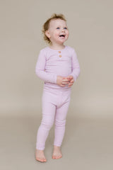 Ribbed Henley Set in Thistle
