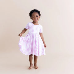 Twirl Dress in Gingham Thistle