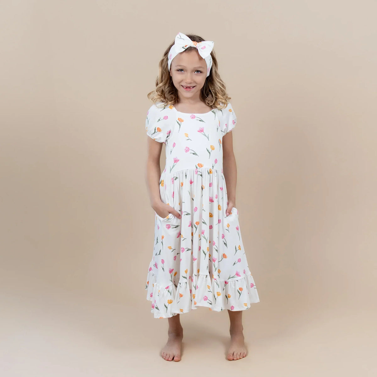 Puff Sleeve Twirl Dress in Tulip