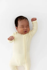 Ribbed Zipper Footie in Chamomile