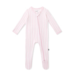 Zippered Footie in Small Sakura Stripe