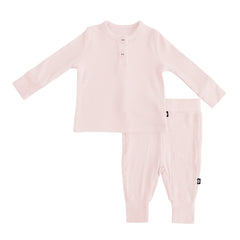 Ribbed Infant Henley Set in Blush