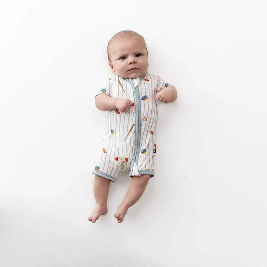 Zipper Shortall Romper in Home Run