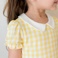 Peter Pan Collar Dress in Gingham Chamomile