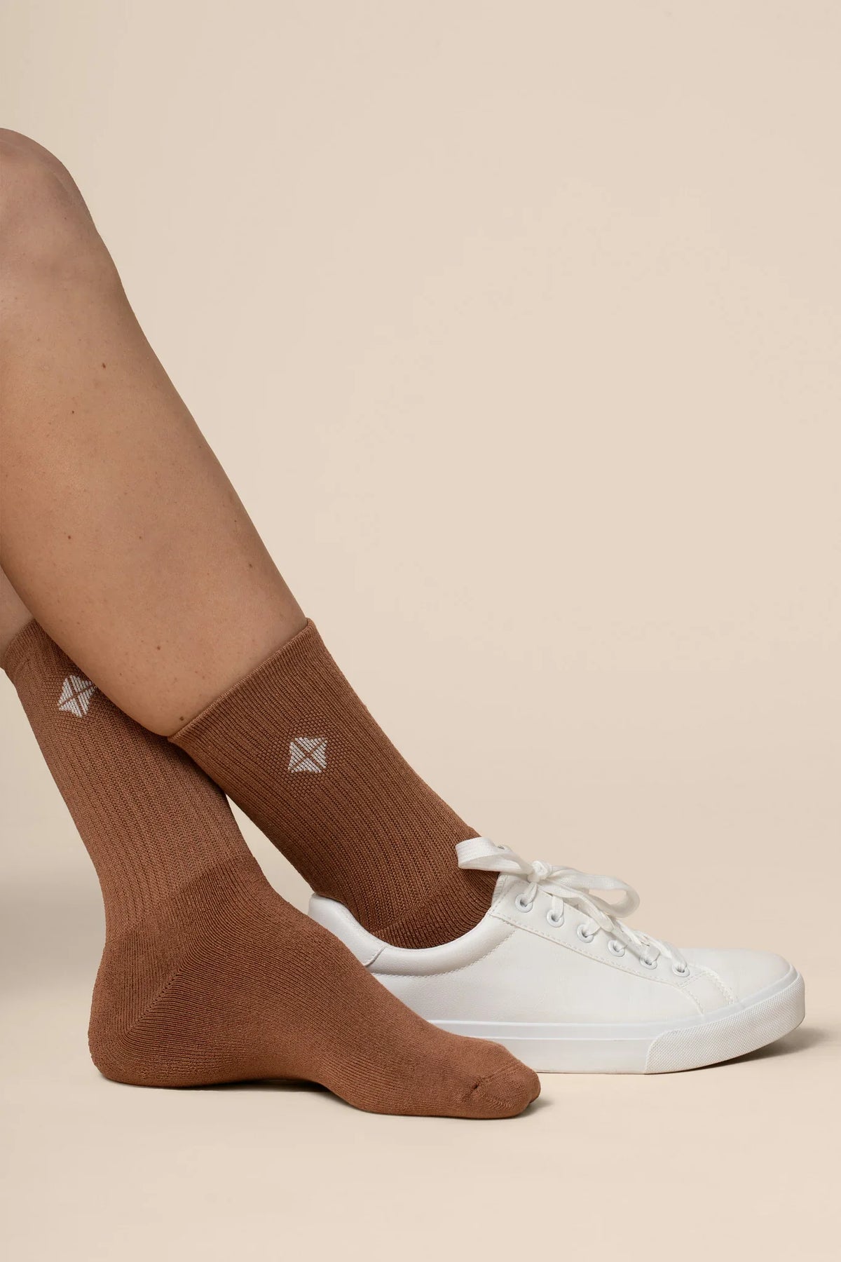 Adult Crew Socks in Latte