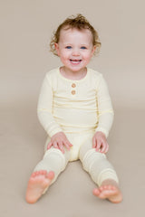 Ribbed Henley Set in Chamomile
