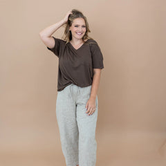 Women’s Relaxed Fit V-Neck in Espresso