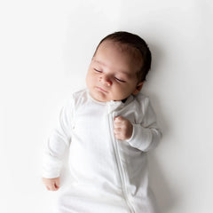 Pointelle Zippered Footie in Cloud
