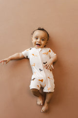 Zipper Shortall Romper in Dachshund