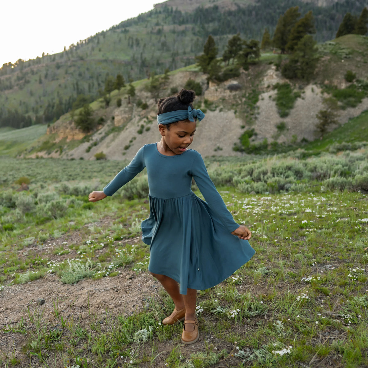 Long Sleeve Twirl Dress in Atlantic