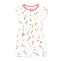 Flutter Sleeve Romper in Tulip