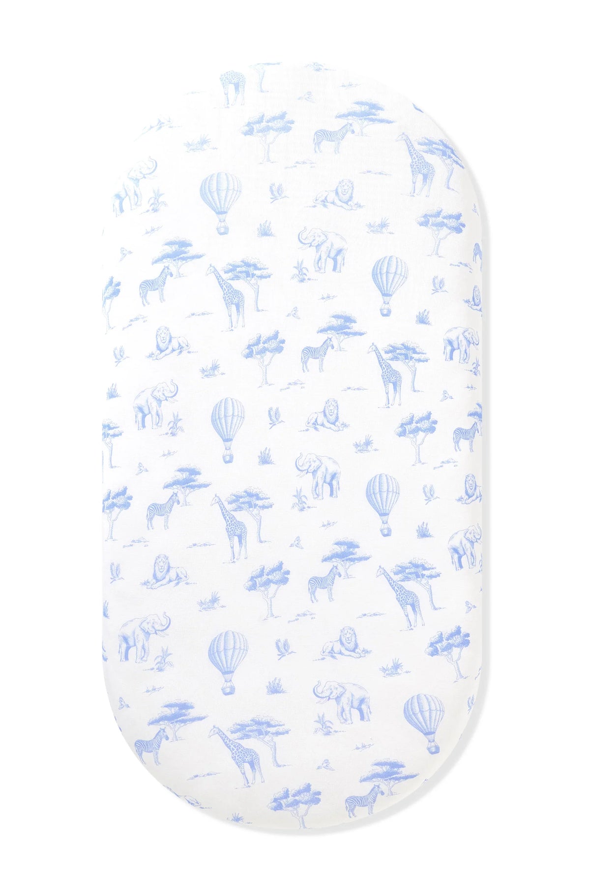 Oval Bassinet Sheet in Toile Safari
