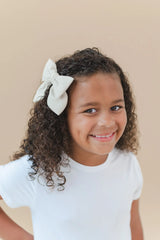 Large Alligator Clip Bow in Oat