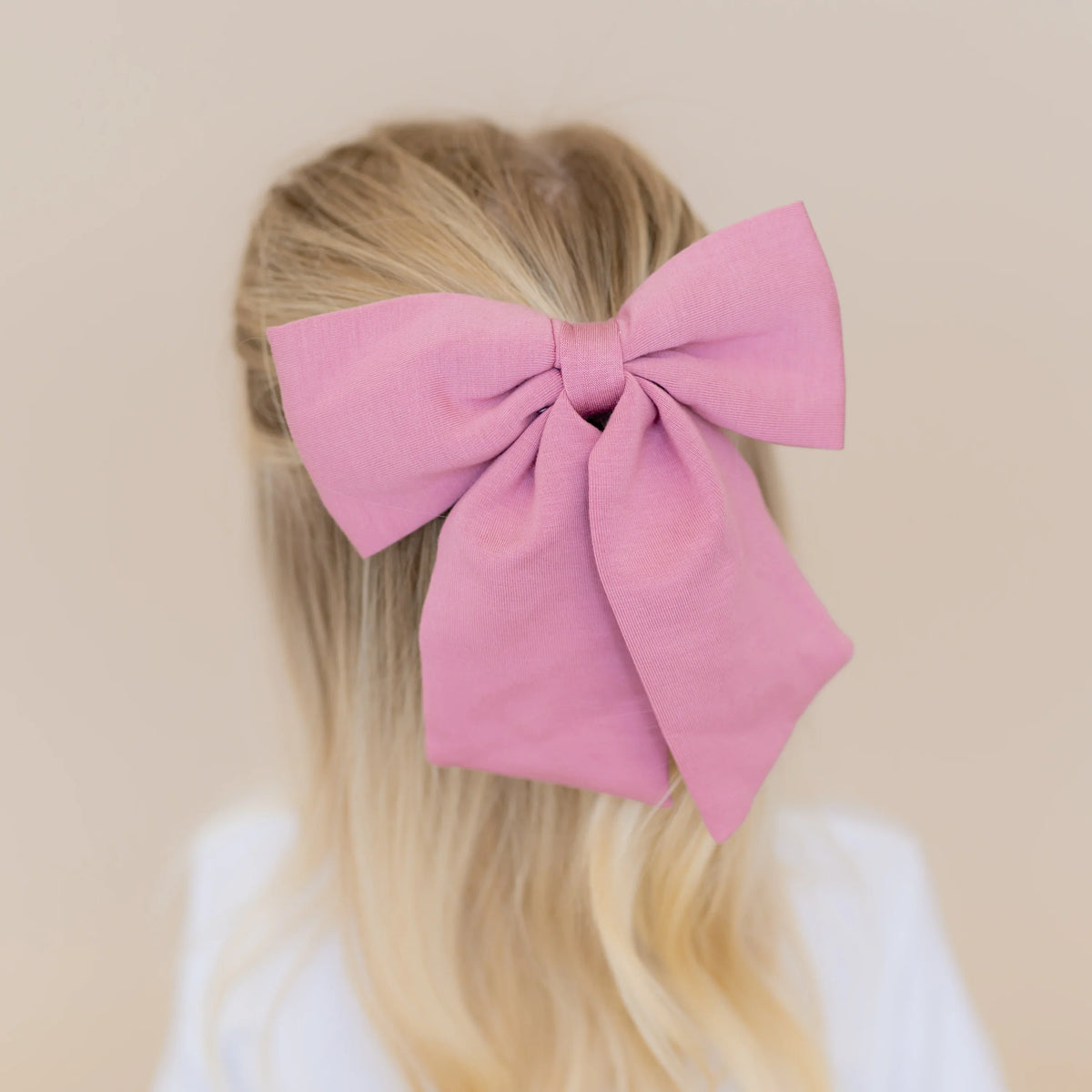 Large Alligator Clip Bow in Apple Blossom