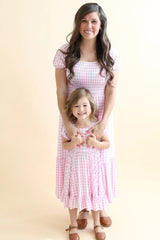 Women’s Smocked Dress in Gingham Thistle
