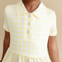 Polo Dress in Gingham Chamomile