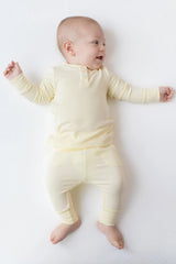 Ribbed Infant Henley Set in Chamomile