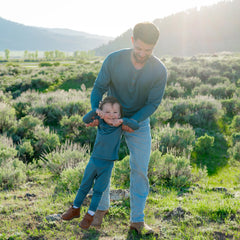 Men's Long Sleeve Henley Top in Atlantic