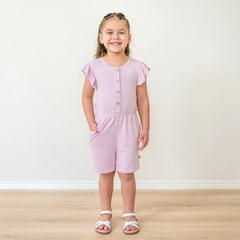 Flutter Sleeve Romper in Thistle