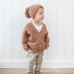 Chunky Knit Oversized Cardigan in Latte