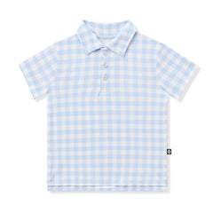 Toddler Short Sleeve Polo in Gingham Breeze