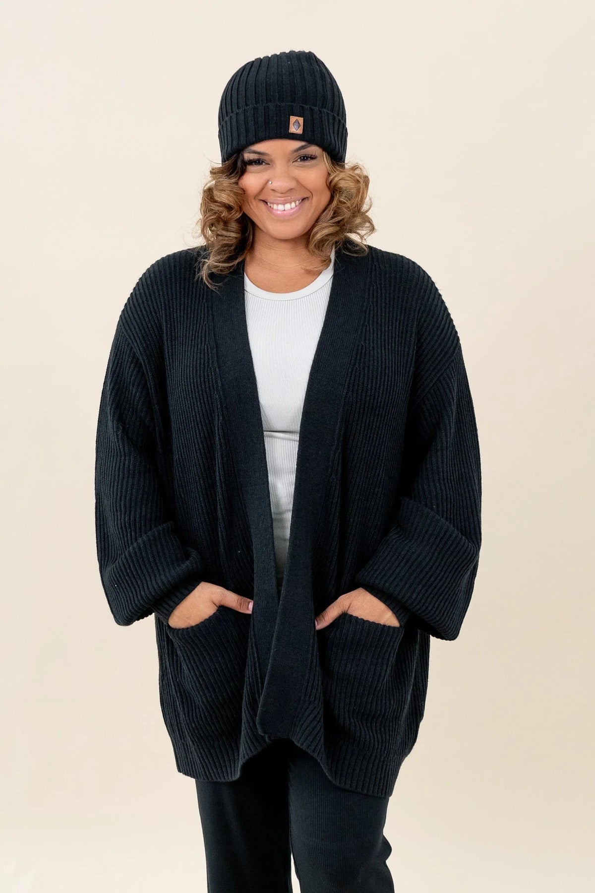 Chunky Knit Women's Oversized Cardigan in Midnight