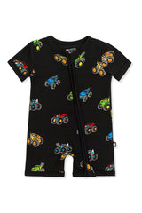 Zipper Shortall Romper in Monster Truck
