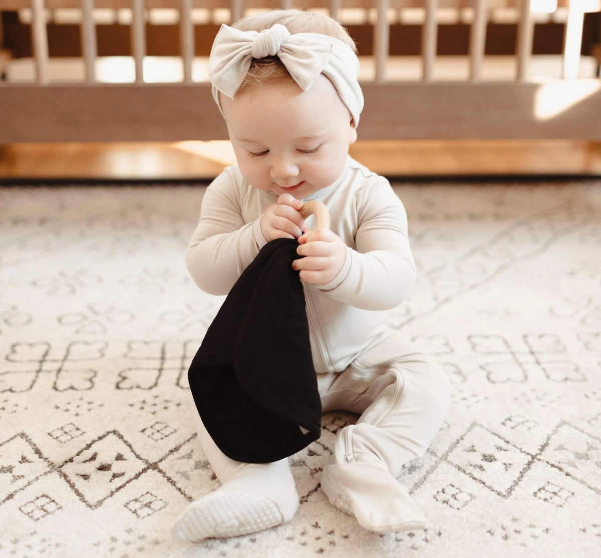 Lovey in Midnight with Removable Wooden Teething Ring