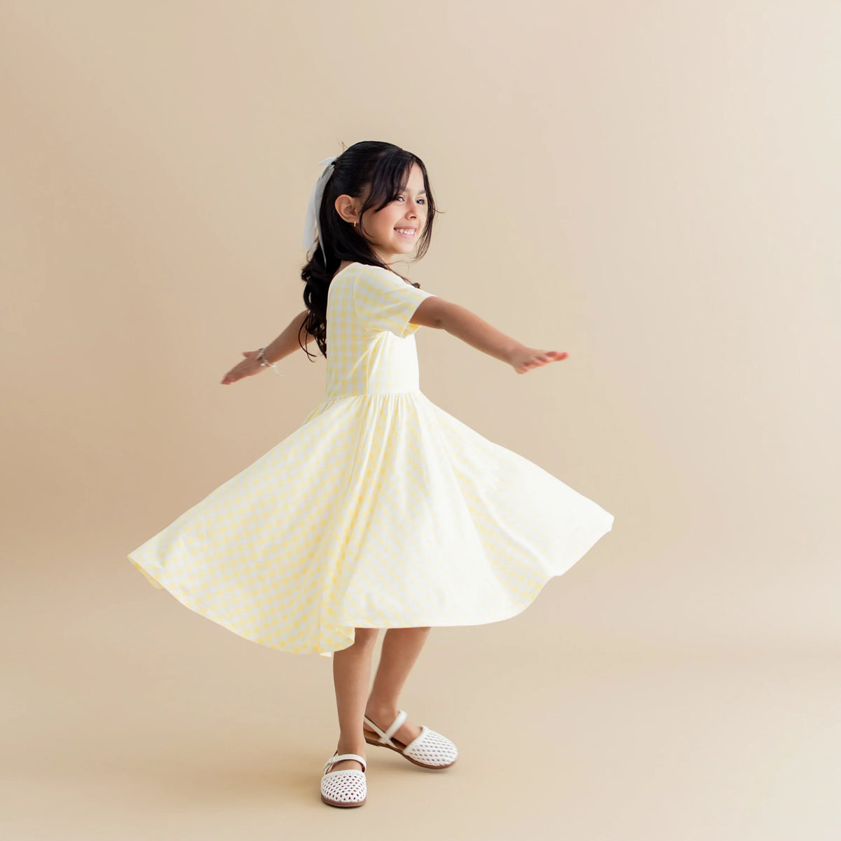 Twirl Dress in Gingham Chamomile