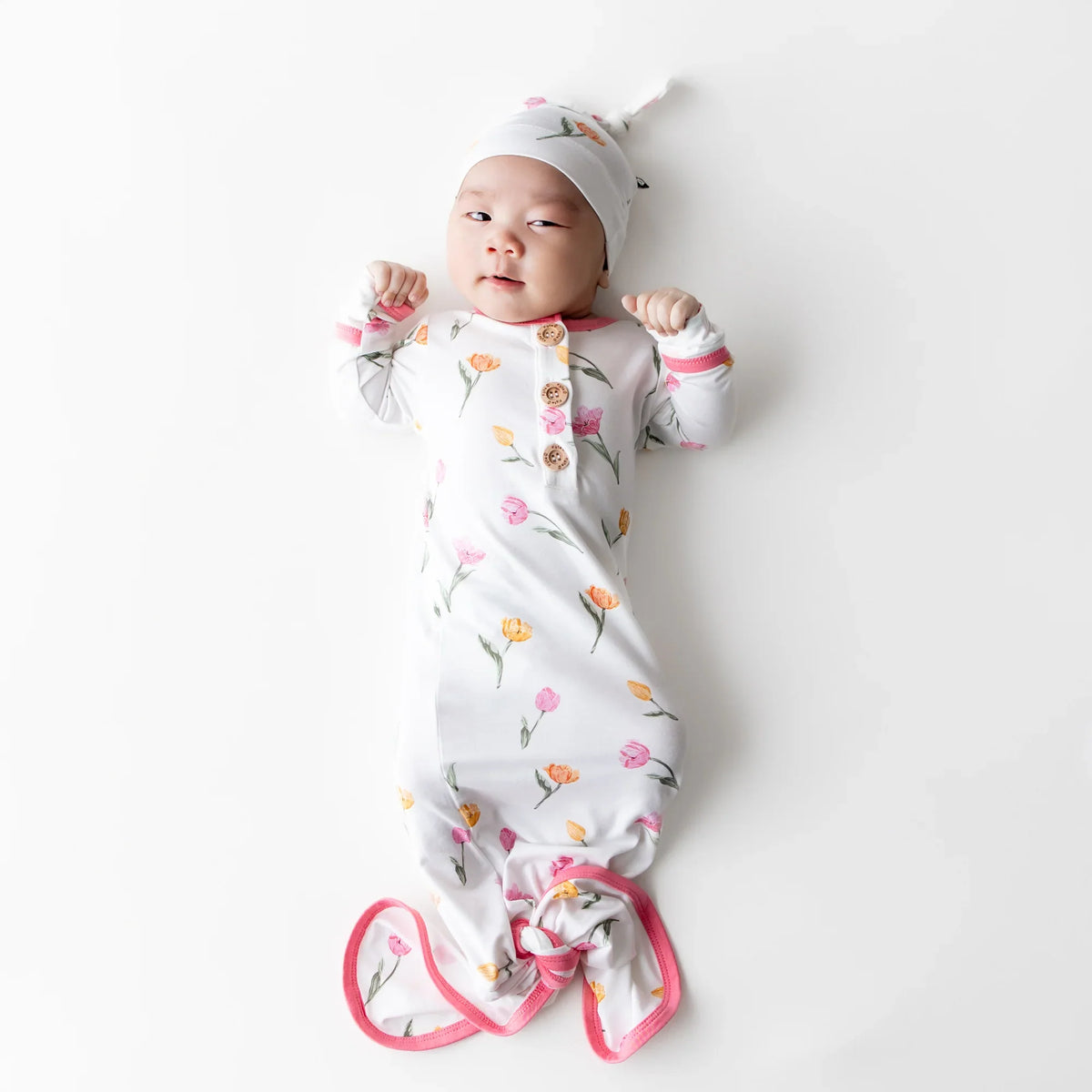 Knotted Gown with Hat Set in Tulip
